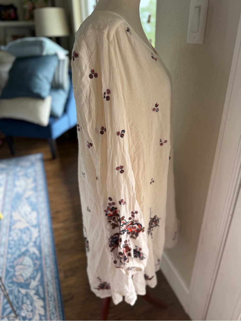 Free People Embroidered Mini Dress Size L - Picture 10 of 11